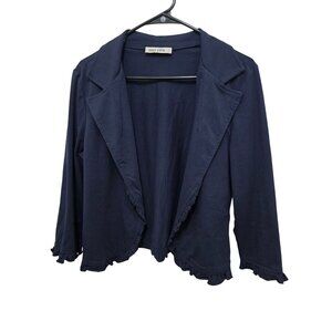 Grace Karin Women's Navy Blue Ruffled Open Front 3/4 Sleeves Blazer Jacket Size